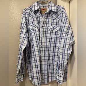 Larry Mahan Blue and White Plaid Long Sleeve #Cowboy Shirt